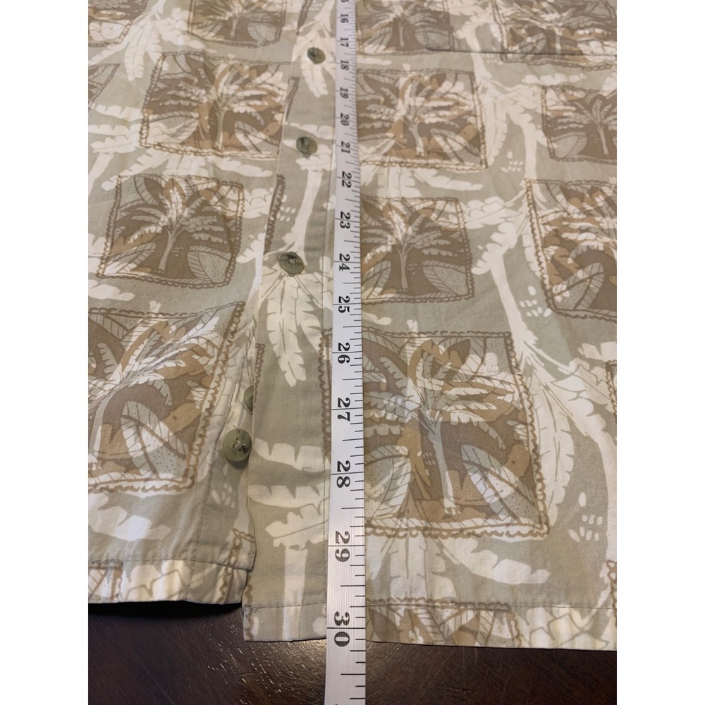 Pierre Cardin Large Tan Beige Cotton Tropical Palm Tree Short Sleeve Shirt - Picture 5 of 6